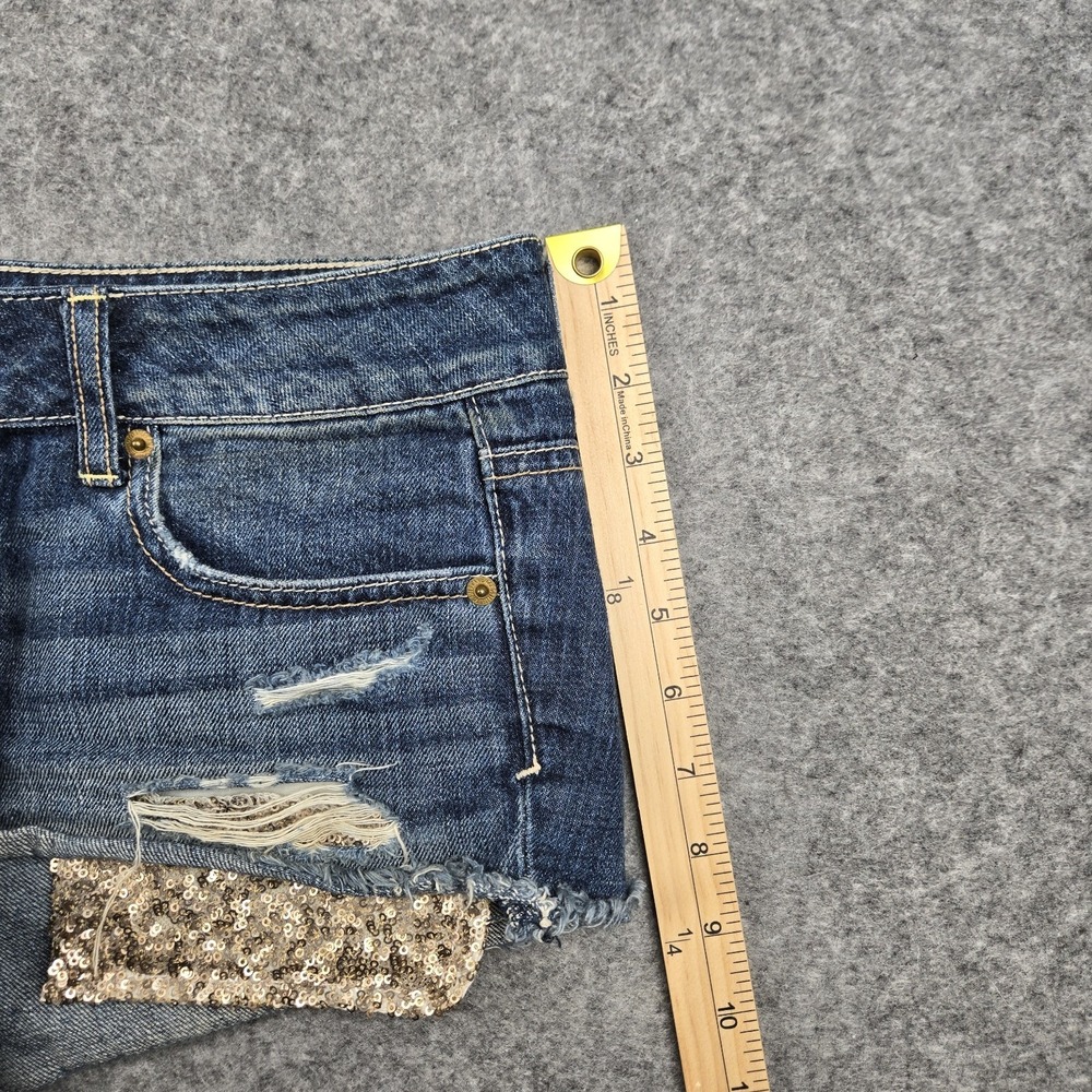American Eagle Shorts Women's Size 6 Regular Cut Off Distressed Low Rise Sequins - Picture 8 of 9
